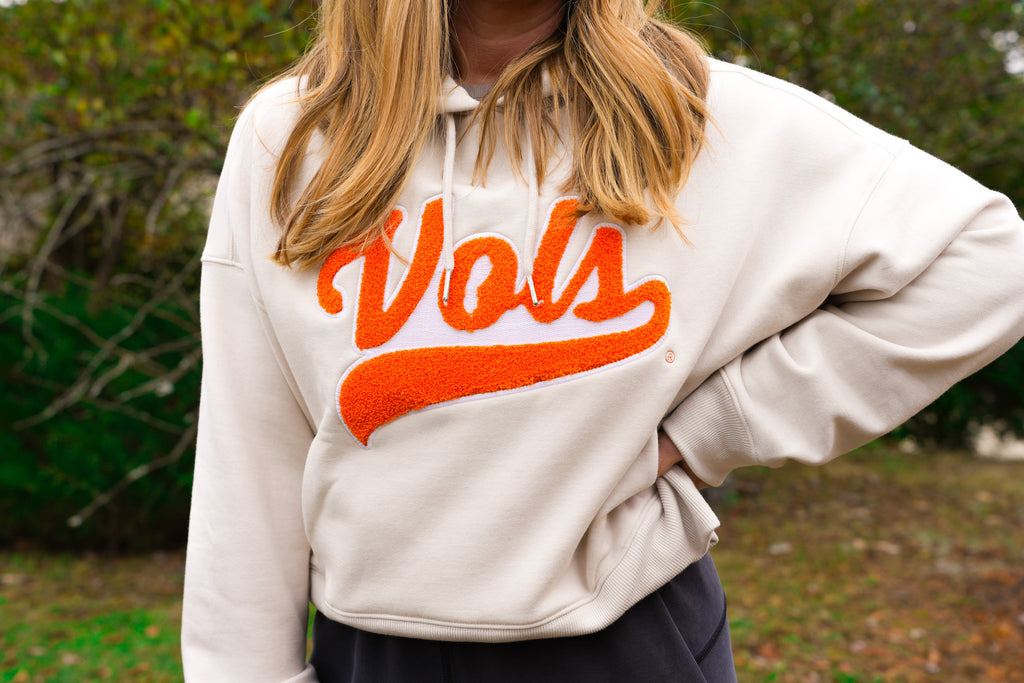 Script Vols Chenille Cropped Hoodie