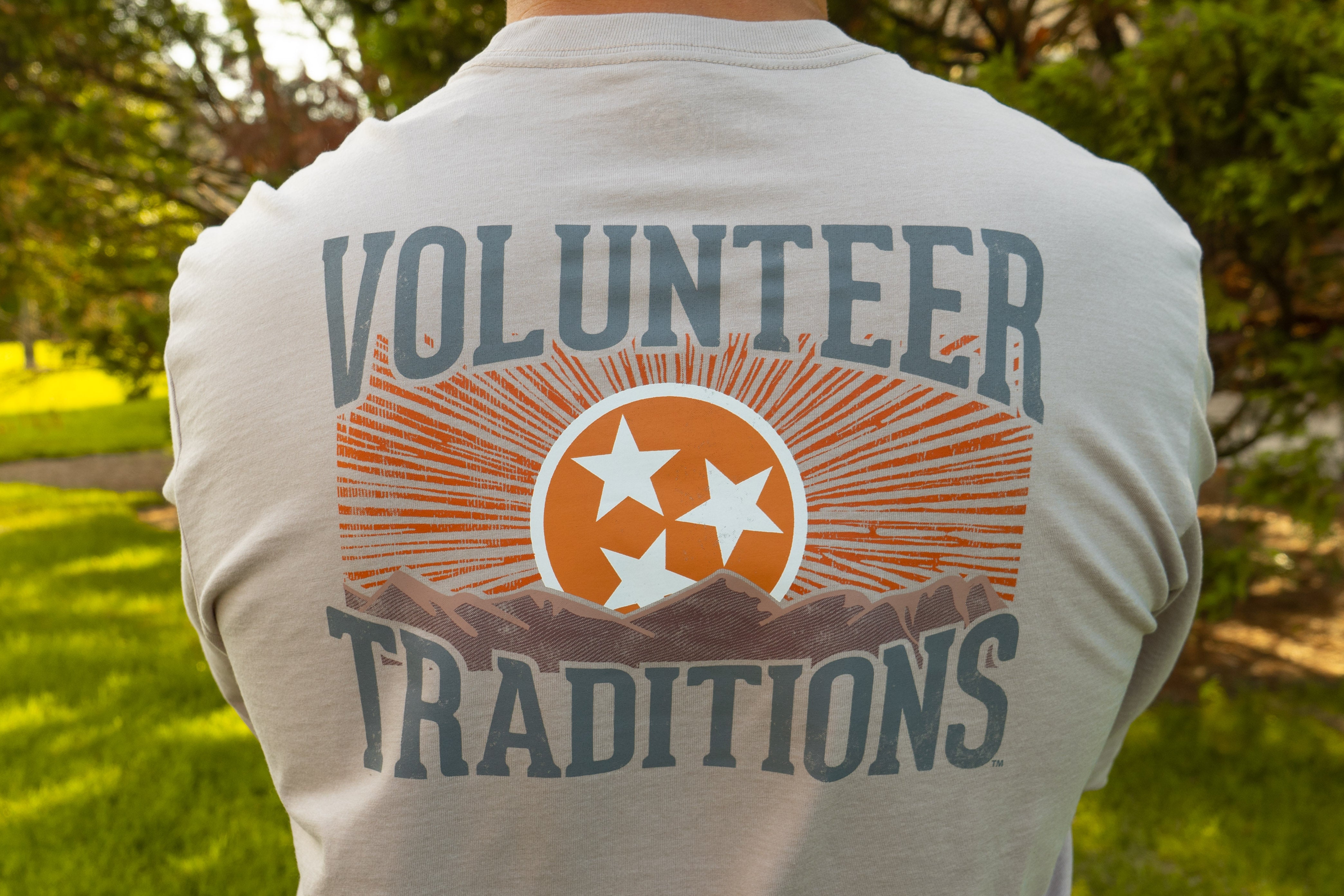 Original Tristar Tennessee Flag Pocket Tee Shirts by Volunteer Traditions Tile - Washed Navy / S