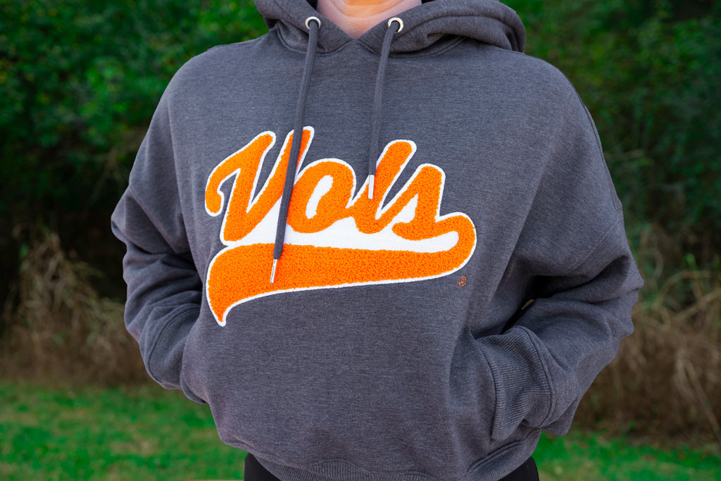 Script Vols Chenille Cropped Hoodie