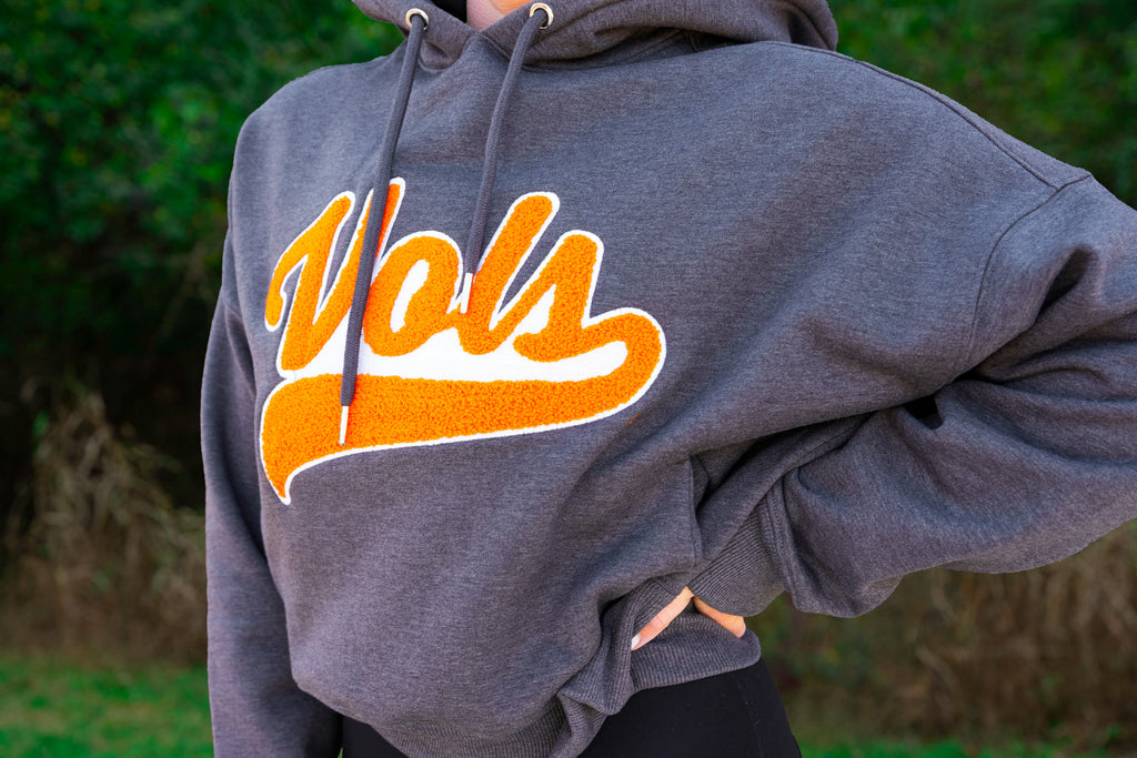 Script Vols Chenille Cropped Hoodie